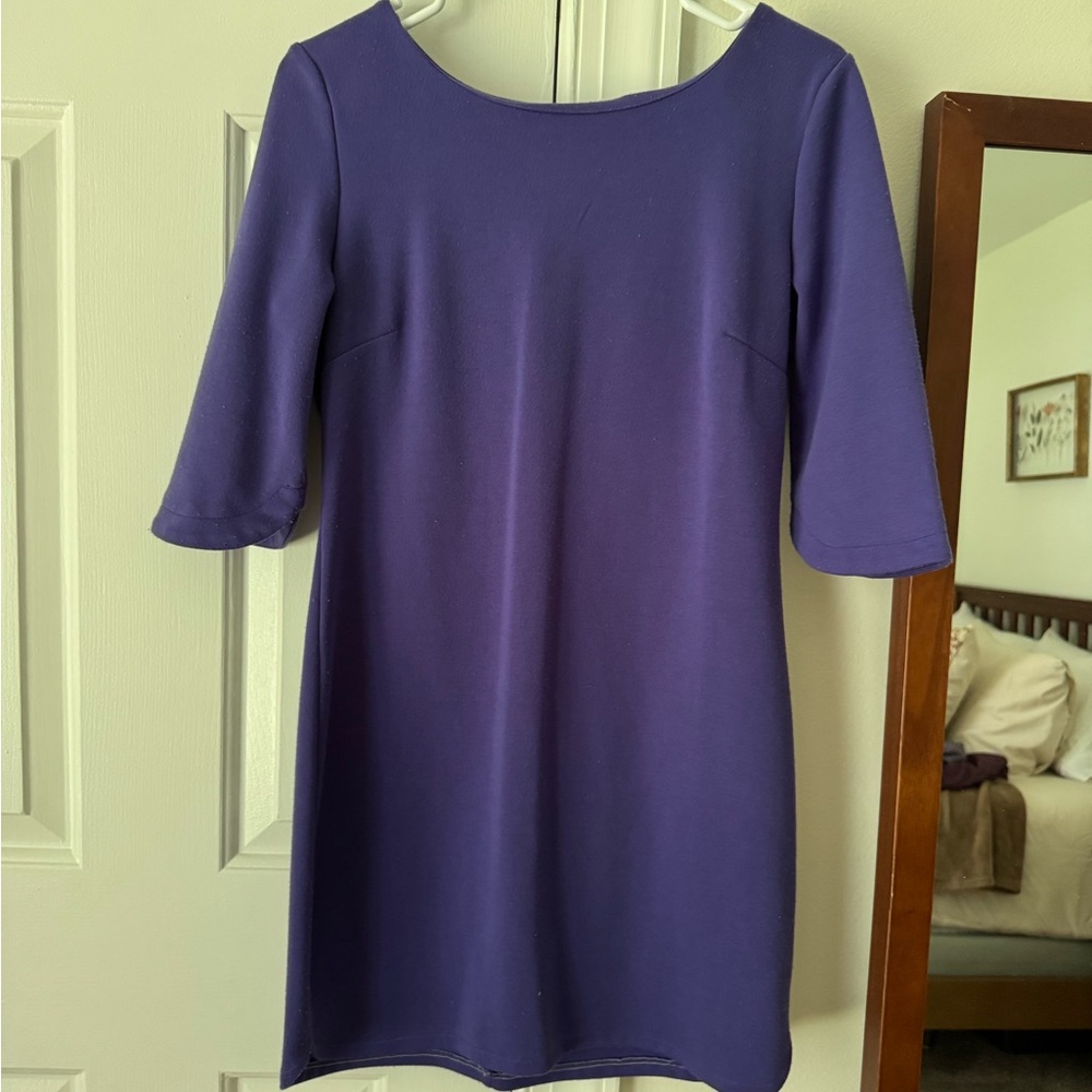 Charming Charlie Purple Sheath Dress Scoop Neck 3/4 Sleeve